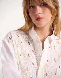 la doublej Lacey Better Than Your Boyfriend's Shirt Solid Ivory in Sangallo  Deals