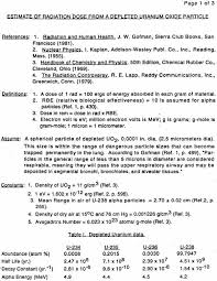 The discussion covers cases of minimal risk due to external irradiation resulting from the storage and handling of depleted uranium ammunition and, in contrast. Depleted Uranium Particle Radiation Dose Len A Dietz Nuclear Radiation Alpha Rad Mev Rem Erg Electron Volt G Mole Rads Yr
