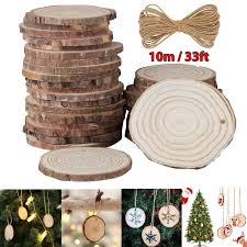 Summers are all about the yum drinks and with drinks come the diy wood and burlap natural fall wreath: Tsv 30pcs Arts Wood Slices Natural Wood Slices 2 4 2 8 Inches Craft Wood Kit Unfinished Predrilled With Hole Natural Jute Rope Wooden Circles Tree Slices For Christmas Ornaments Write Paint Diy