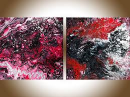 Acrylic Black White And Red Paintings Acrylic Pour Art 20 Fluid Art Fluid Painting Original Etsy Fluid Art Art Fluid Painting