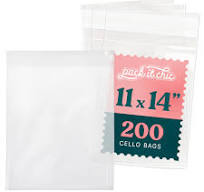 Pack It Chic - 11” X 14” Self Sealing Cellophane Bags (200 Pack) -  Resealable Adhesive Clear Bags for Gifts, 11X14 Photos, Prints, Envelopes,  ...