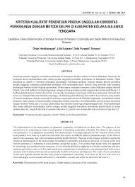 Pdf Kriteria Kualitatif Penentuan Produk Unggulan Komoditas Perkebunan Dengan Metode Delphi Di Kabupaten Kolaka Sulawesi Tenggara Qualitative Criteria Determination Of The Main Product Of Plantation Commodity With Delphi Method In Kolaka East Sulawesi