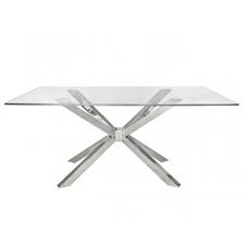 What kind of chairs are in a chrome dining room? Prato Rectangular Glass And Chrome Dining Table Contemporary Dining