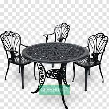 Outdoor furniture has a transparent background. Table Chair Wrought Iron Garden Furniture Cast Dining Room Transparent Png