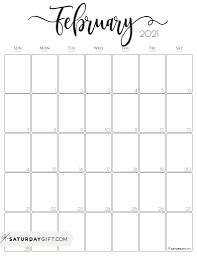 So today we're giving you a spectacular printable coloring calendar just in time for the new year. Cute Free Printable February 2021 Calendar Saturdaygift