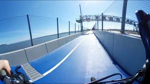 It has eight angled towers, every 419 feet from water level, or about 100 feet higher. Mario Cuomo Bridge Path Bike Gear 360 Time Lapse Video Youtube