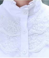 Eleonore Chemisier Femme Blanc Col Montant Avec Dentelle En Coton Magellys