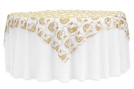 Paisley Sequin Table Overlay Topper 85 X85 Square Gold Table Overlays Sequin Table Sequin Table Runner