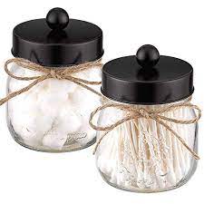 Also found at the reject shop. Mason Jar Bathroom Apothecary Jars Set Farmhouse Decor Qtip Dispenser Holder Glass Rustic Vanity Organizer With Stainless Steel Lids For Cotton Swabs Rounds Bath Salts Ball Black 2 Pack Walmart Com