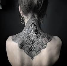 Ornamental Henna Neck Tattoo Back Of Neck Tattoo Henna Neck Henna Style Tattoos