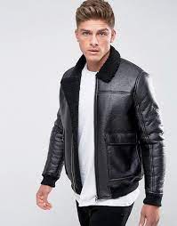Barney S Originals Barney S Originals Faux Leather Borg Collar And Lining Jacket Leather Jacket Men Style Jackets Men Fashion Leather Jacket Men