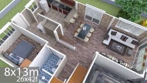 Plan 3d Interior Design Home Plan 8x13m Full Plan 3beds 3d Haus Design Design Set