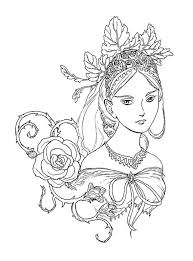Tatiana Fairy Queen Portrait Ink Drawing Coloring Page Instant Download Digital Stamp Fantasy Princess Malvorlagen Malvorlage Prinzessin Tuschezeichnungen