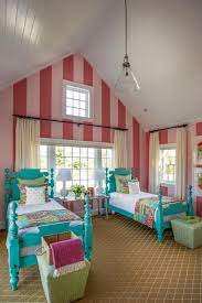 With young girls spending much of their time within these four walls, it tufted headboard and trundle bed style up this contemporary bedroom in white and pink. Bold Pink Striped Wall Hgtv