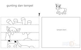 Puzzle Dan Jigsaw Anak Kuda Belajar Gunting Lembar Kerja