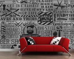 Custom Vintage Wallpaper Barber Shop Elements For The Wall Of The Bar Lifemulti Com Barberias Modernas Diseno De Barberia Interior De Peluqueria