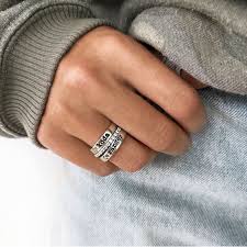 Puppy Love Stack Rbnh0040 Ssplwg In 2020 Paw Print Ring Personalized Silver Jewelry Gold Ring Stack