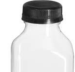 16 oz Clear PET Square Beverage Bottles w/ Black Polypropylene Tamper  Evident Caps