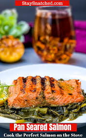Easy Pan Seared Cast Iron Salmon Is A Quick And Crispy Recipe With The Perfect Seasoning Salmon On The Stove Seared Salmon Recipes Delicious Seafood Recipes