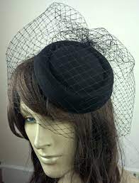 Pill Box Hat Black French Veil Veiling Fascinator Millinery Burlesque Hair Clip Hen Party Bridal Ascot Race Fancy Dress British