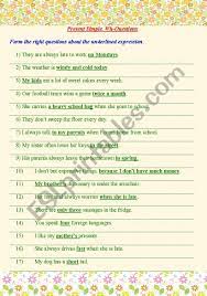 present simple wh questions esl worksheet by petitefleur