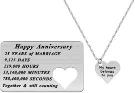 30) with 25 years of field experience, you are both now officially qualified to become university professors for a subject called marriage. Amazon Com 25th Wedding Anniversary Gif For Husband Wife Wallet Love Note Card Insert Necklace Matching Set 25 Year Parents Anniversary Gif For Couple Silver Clothing