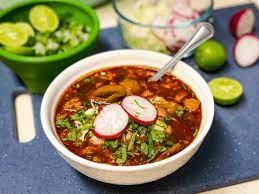In mexican cuisine, menudo, also known as pancita or mole de panza , is a traditional mexican soup, made with cow's stomach in broth with a red chili pepper base. Vegan Quick And Easy Mexican Red Pozole Menudo Instant Pot