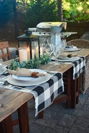 Buffalo Check Beige And Black Table Runner Fringescountry Etsy Patio Table Decor Everyday Table Decor Dining Table Decor