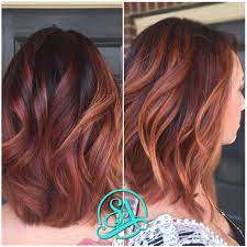 Cinnamon pumpkin spice latte ☕️ free painted and toned with dark red brown to blonde ombré short bob before/after hair by: Balayage Braun Kupfer Bob Novocom Top