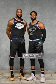 Lebron James And Dwyane Wade Of Team Lebron Pose For A Portrait Prior Basketball Players Nba Basketball Players Nba Basketball Art