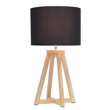 The nature's current series is more than coastal lighting, it allows nature to subtly invite. Simple Designs Interlocked Triangular Natural Wood Table Lamp With Black Fabric Shade All The Rages