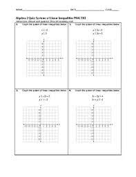 Algebra 2 Quiz Systems Of Linear Inequalities Bundle Tpt