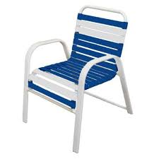 Unbranded Marco Island White Commercial Grade Aluminum Patio Dining Chair With Blue And White Vinyl Straps 2 Pack 3200 W Bw The Home Depot Patio Dining Chairs White Dining Chairs Patio Dining