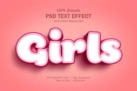 Download Girls 3d Text Effect Graphic By Goldani412 Creative Fabrica PSD Mockup Templates