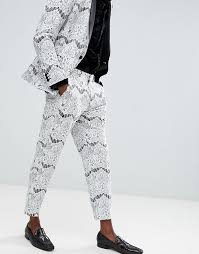 Suit trousers by asos design worth making plans for regular rise concealed fly functional pockets herringbone design slim fit a close, fitted cut. Asos Edition Skinny Crop Tuxedo Suit Pants In White Lace Asos