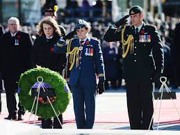 By the time of the korean war, more comfortable combat clothing was being designed, notably bush dress, in dark green cotton and bearing a resemblance to the khaki drill uniform of the second world war. Canada S New Governor General Julie Payette Lays First Wreath At National Remembrance Service The Globe And Mail