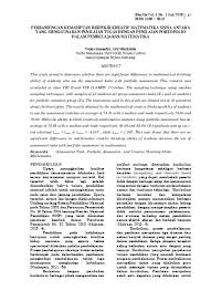 Check spelling or type a new query. Perbandingan Kemampuan Berpikir Kreatif Matematika Siswa Antara Yang Menggunakan Penilaian Tugas Dengan Penilaian Portofolio Dalam Pembelajaran Matematika