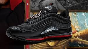 Nas was touting the nike air max 97 shoes which feature the pentagram symbolcredit: Nike Sues Maker Of Lil Nas X Satan Shoes For Trademark Infringement