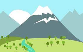 Mountain Hills Grass Tree Snow Landscape Nature Vector Desktop Wallpaper Art Nature Vector Minimalist Painting