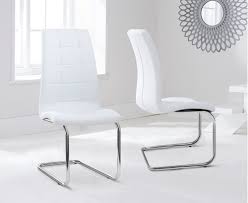Product title dining chairs set of 2,faux leather chairs with chrome legs for living, dining room,white average rating: Contemporary White Faux Leather Dining Chairs Homegenies