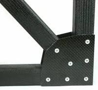 1" Square Tube Carbon Fiber Gusset 2D 90° Corner w/45°