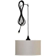Hampton Bay Carroll 1 Light 14 In Oil Rubbed Bronze Swag Drum Pendant Es4763ob4 D At The Home Plug In Pendant Light Drum Pendant Lighting Living Room Lighting