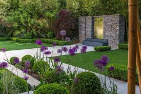 A Garden For Outside Use All Year With An Exterior Gas Fireplace All Weather Artificial Turf And A Backyard Landscaping Designs Modern Garden Garden Design