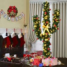 The christmas tree symbolizes peace and love and is a decorated evergreen coniferous tree. Goplus 7ft Pre Lit Artificial Cactus Christmas Tree W Led Lights And Ball Ornaments Walmart Com Walmart Com