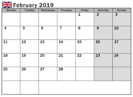 Online February 2019 Calendar Uk Holiday Calendar Print Calendar January Calendar