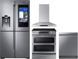 Create the kitchen of your dreams by checking out great deals on samsung kitchen appliance packages at abt. Samsung Sareradwrh3 4 Piece Kitchen Appliances Package With French Door Refrigerator Electric Range And Dishwasher In Stainless Steel