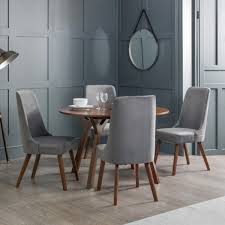 Dining table set 35.4 round wooden small dining table set 4 upholstered chairs for small spaces kitchen table and chairs dining room table modern home for restaurant (white table + blue chair) 1 $598 00 Julian Bowen Huxley Round Dining Table And 4 Chairs In Walnut Hux301