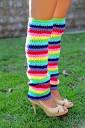 Rainbow Leg Warmers Over-the-knee Crochet Leggings Thigh High ...