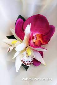 Fuchsia Orchid Hair Clip Hawaiian Silk Orchids Custom Orchid Hair Flowers Flowers In Hair Flower Headpiece Wedding