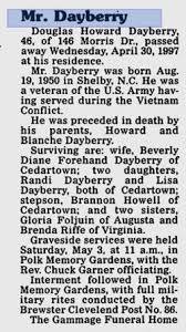 Pvt Douglas Howard Dayberry (1950-1997)